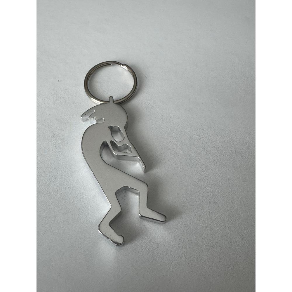Arizona Kokopelli Keychain Silver Tone Metal Flute Player Southwest Souvenir